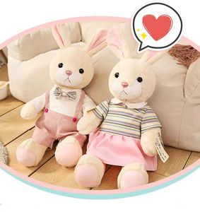 Dressed Couples Rabbit Doll Plush Toy Little White Rabbit Doll Cute Girl Children's Cloth Doll Sleep Pillow