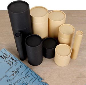 20st Black Kraft Paper Cardboard Canister Cylinder Round Jar Bottle Packaging Present Box Paperboard Tube CX2203239328003