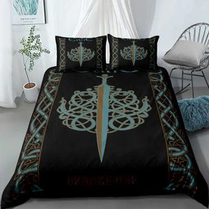 Sängkläder set Viking Art Constellation Sängkläder uppsättningar med täcktrumma galax säng set täcke coverhoroscope moon fas quilt cover mysig J240507