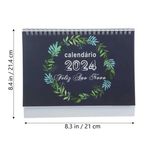 Calendário calendário mesa de giro de giro de cabana de decoração em pé desktop up tenda superior stand desktop flethletop de mesa mensal 2024 Notas