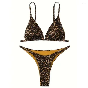 Women's Swimwear Sexy Triangle Bikini Set Texture High Cut Thong Swimsuit Cheeky Two Piece Bathing Suit