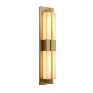 Wall Lamp Classic Natural Marble LED Light Contemporary Gold/Black Copper Sconces For El Bedroom Bedside Corridor Decor