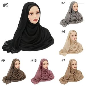 Шарфы мягкие хлопковые районы хиджаб шарф -шарф мусульманские сплошные цветные платки для женщин головной плат