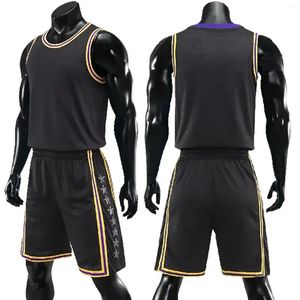 Custom Basketball Jersey Suit Mens Sport Vest Masculino Crianças Treinamento de Basquete Top shorts Definir uniforme de uniforme sem mangas Fitness 240507