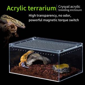 Terrariums Acrylic Reptile Lizard Breeding Box Transparent Frog Spider Scorpion Sling Acrylic Case Nano Arboreal Tarantula Enclosure Turtle