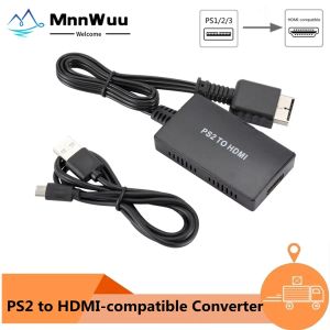 Cabos mnnwuu ps2 para hdmicompatível adaptador hd liga de ligação para ps1/2/3 suporte hdmicompatível 1080p 720p Saída PS2 para HDMI