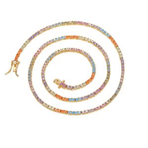 Colorful Moselle Tennis Chain, Inlaid Necklace Colorful Moselle, Fashion Jewelry for Male and Female Rap Singers