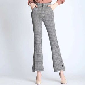 Spodnie damskie Capris Office Dam Modna Plaid Pants Spodnie Wiosna jesień Koreańskie Kobiety Kie o wysokim talii Szczupły strtwear swobodne spodni Y240504