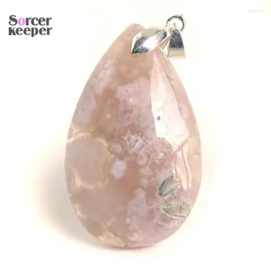 Pendant Necklaces High Quality Natural Cherry Blossoms Agate Stone Beads Pendants Wholesale Necklace For Women's Men's Jewelry BF041