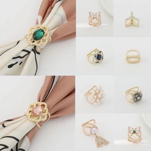 Broschen Rhinestone Hijab Fastener Blume Seidenschal Brosche Pin Pearl Clip für Schalgeometrische Klee Frauen stilvoll