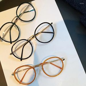 Sunglasses Frames 2024 Fashion Big Round Glasses Frame Men Women Metal Vintage Optical Eyeglasses Black White Spectacles