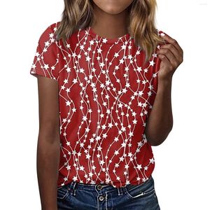 Women's T Shirts Womens Short Sleeve Tops Dressy Summer O Neck Casual Trendy Blouses Tunic Top Independence Day Official Store Ropa De