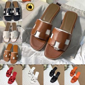 2024 무료 배송 디자이너 Oran Sandals Womens 고급 슬리퍼 슬라이드 검은 흰색 갈색 가죽 특허 슬라이드 여성 샌들 크기 35-42