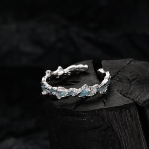 Minze Blue Ice Lake Serie Frosted Textur Drop Klebring Sterling Silber S925 Klar hohe kalte Mädchen Schmuck süßer cooler Stil