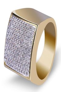 Hiphop CZ кольца для мужских полных бриллиантовых квадратных кольца хип