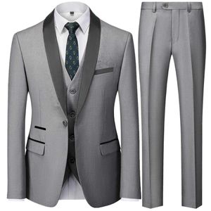 Men's Suits Blazers Mens Mariage Colorful Block Neck Set Jacket Trousers Waist Coat Business Casual Wedding Tank Top Pants 3-piece Q2405071