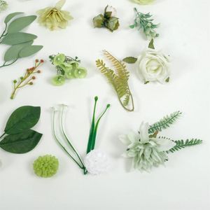 Dekorative Blumen 39pcs Mix Grüne künstliche Seidenblumkopfgrün -Kombination für DIY -Handwerksstrauß