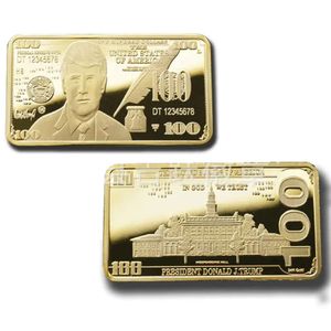 Crafts moeda Trump Square Comemorative Golden Badge Presente de Christmas Presente Coleção 50*28mm