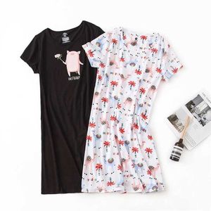 Kobiety Sleep Lounge Women Casual Cartoon Pikamas Women 100% czysty bawełniany piżama damski okrągły szyja fioletowy piżamasl2405