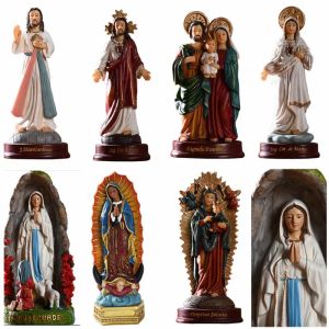 Sculptures 1pc Blessed Saint Virgin Mary Sculpture Jesus Christ Tabletop Statue Figurine Our Lady of Lourds Statue Figures