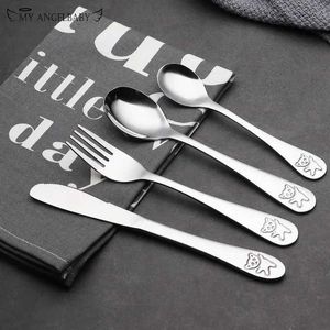 Cups Dishes Utensils Baby teaspoon food fork and knife set stainless steel childrens learning and dietary habits childrens tablewareL2405