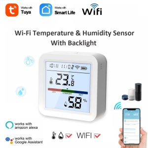 Gauges Tuya Digital Hygrometer Indoor Thermometer for Home, Backlight T&H Sensor LCD,For Garage,Office,Home,,Plant Room,Alexa,Google
