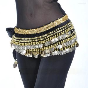 Scenkläder 2024 Belly Dance Costume Klädbälte BellyDance midja kedja Hip Scarf Women Girl With 248 Gold Coin 10 Color