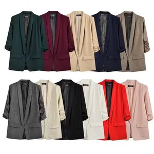 Unizera Autumn Womens Fashion Dressal Roll Sleeve Blazer مزاج متعدد الاستخدامات رفيعة أعلى 240507