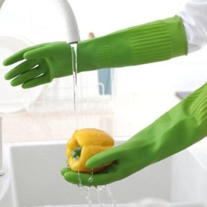 Gloves 1 Pair Durable Rubber Gloves Kitchen Gloves for Washing Dishes Long Thick Protective Cleaning Gloves for Woman Dishwashing