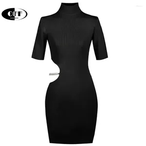 Casual Dresses Off Korean Sexy Black Knitting Hollow Out Mini Skinny For Women Elegant Sweets Slim Bodycon Long Sleeve Vestidos