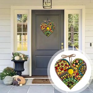 Trädgård mosaik hjärta färgglada hängande prydnad harts hantverk romantisk retro mosaik hjärta hänge höstdekorationer barnkammare 240423