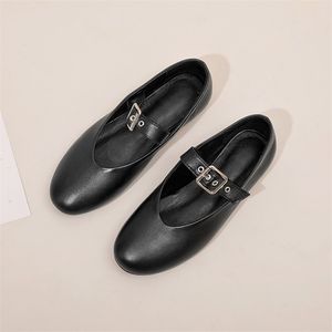 AIYUQI Women Mary Jane Shoes Autumn Natural Genuine Leather Vintage Women Shoes Pointed Toe Ballet Flat Casual Shoes Women 240418