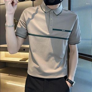 Polos Polos Fashion Button Splated Lose Business Polo Shirts Odzież 2024 Summer Casual Pullovers Asymetryczna koszulka koszulka