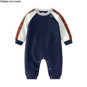 Cotton Kids 100% Designerin Rompers Baby Boy Girl Top -Qualität Langarm Kleidung Neugeborene Streifen Frühling Herbst Runde Kragen Overall -Anlagen Childrens Clothing G0091