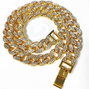 Hiphop bling modekedjor smycken mens guld silver miami kubanska länk kedja halsband diamant isade ut chian halsband1791216