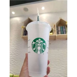 Deusa Mermaid Mermaid Starbucks 24oz/710ml Reutilizável bebida clara de bebida lisada Copo de copo de pilar de pilar canecas de palha de palha bardia