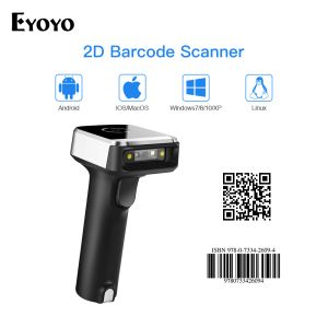 Scanners Eyoyo Eyoyo1900 Scanner de código de barras Scanner sem fio Código de barra Reader Bluetooth PDF417 QR 2D Matriz de dados UPC Lector Codigo de Barra