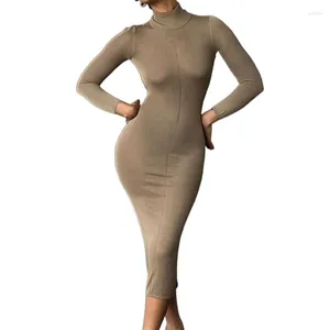 Casual Dresses Light Mature Women's Sexy Hollow Open Back Dress Half High Neck Midj Slim Fit Wrap Hip Kirt