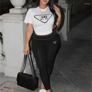 Women's Two Piece Pants Womens Clothing Designer Track Suit Casual Set 2024 Summer Fashion Round Neck Short Sleeve LeisureTight Sets