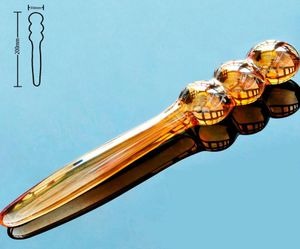 30mm Gold pyrex glass fake penis anal bead dildo butt plug crystal female prostate masturbator adult sex toys for women men gay D11612831