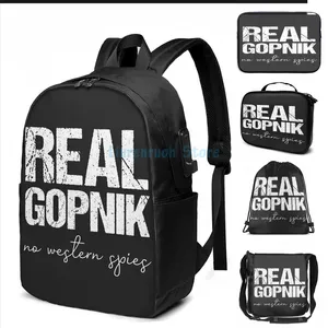 Backpack Funny Graphic Print Real Gopnik - No Western Spies USB Charge Men School Bags Women Bag Travel Laptop