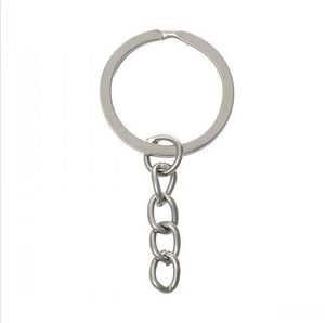 Nyckelring Key Chain Rhodium Plated 50mm Long Round Split Keychain Wholesale Key Chain Rings Kvinnor Män smycken B065 LL