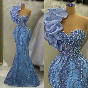 Sweetheart Pearl Mermaid Gorgeous Applique Dresses Pleat Prom Talle Floor Längd dragkedja Backless Custom Made Party Evening Dress Vestido de Noite