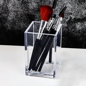 Make Up Organizer Plastic Makeup Brush Pot With Brushes Storage Acrylic For Cosmetics Holder Desk Cosmetic Storage Container