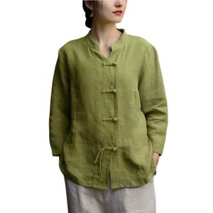 Erkekler Sıradan Gömlek Retro Çin Gömlek Kadın Keten Gömlek Wenhua yaka Qipao Top Han Ful2405