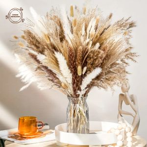 100st Natural Contsed Flowers Pampas Grass Bouquet Boho Home Table Decor Torkt Flower Lagurus Ovatus Wedding Party Decoration 240417