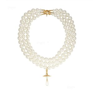 Multilayer Pearl Planet Pendant Necklace Women Saturn Chain Necklaces For Gift P 850511