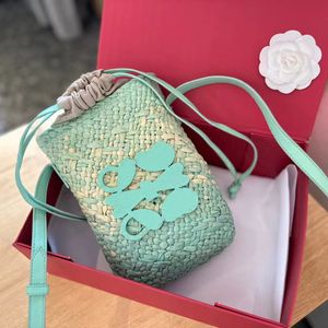Grass Woven Basket Bags Simple Hearts Style Women's Diagonal Cross Bag Compact Mobile Phone Bag