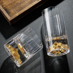 Lyxig personlig samling Crystal Whisky Glass Sculpture Vertical Grain Cocktail Glass 260/360 ml Hemjuice Tea Cup 240428