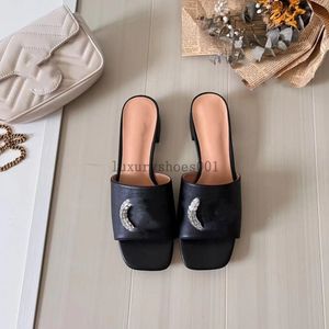 Luxury Brand Crystal-set Double-G Sandals Shoes Women Sparkling Hardware Patent Leather Nude Black Green Slide Flats Flip Flops Lady Walking Big 5.7 08